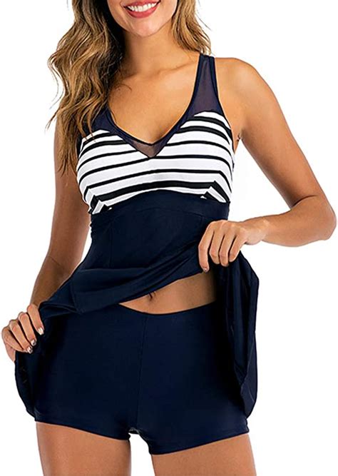 Striped Printed Tankini Swimsuits For Women Plus Size Two Piece Swim