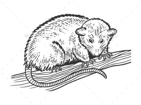 Opossum Sketch Vector Illustration By Alexanderpokusay Graphicriver