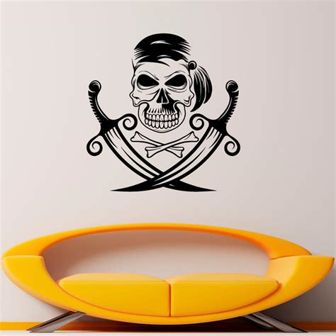 Pirate Skull Wall Decal Vinyl Decal Pirate Crossbones Sticker Interior
