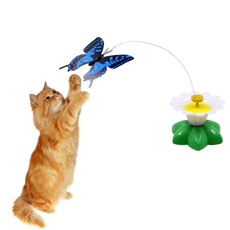 Moonbiffy Electric Rotating Butterfly Flower Funny Pet Cat Interactive