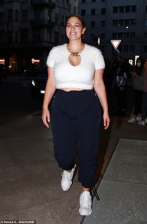 Ashley Graham Looks Sensational In A White Crop Top As She Steps Out In