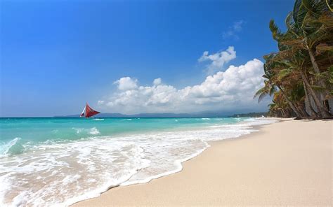 Tropical Sailboats Beach Boracay Island Philippines Sea Summer