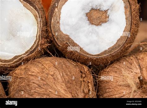 Coconuts Heap Close Up View In Chengdu Sichuan Province China Stock