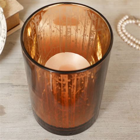 Magic Forest Copper Glass Candle Holder By Dibor