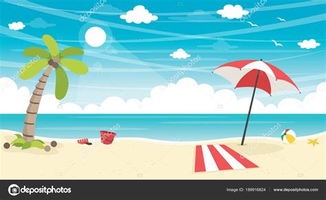 Vector Illustration Summer Beach Background Stock Vector Image By