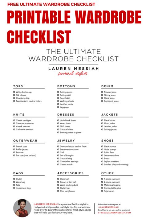 free checklist for the ultimate wardrobe stocked with all of the key closet staples capsule