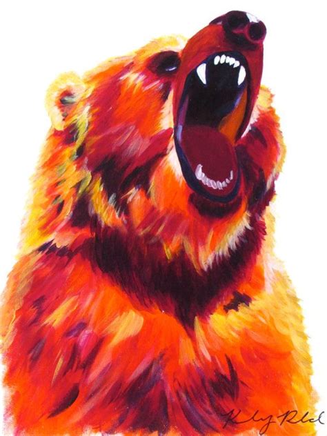 Grizzly Bear Painting 1216 By Kelsey Rowland Colorful Etsy Bear