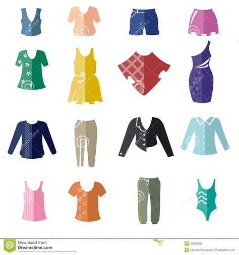 Different Types Of Womens Clothing As Bicolor Flat Icons Stock Vector