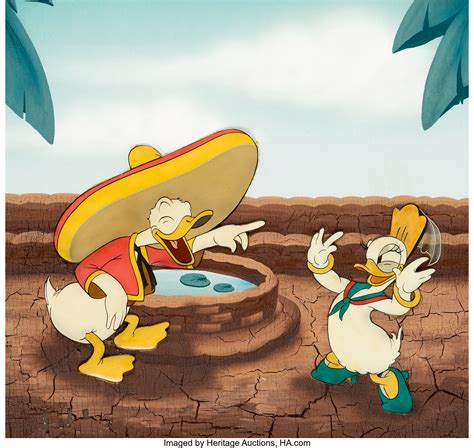 Don Donald Donald Duck And Donna Duck Production Cel Courvoisier Lot