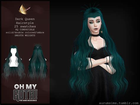 The Sims Resource Oh My Goth Dark Queen Hairstyle