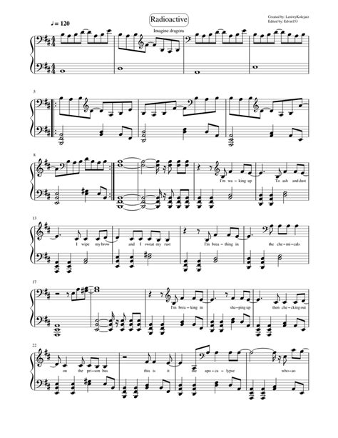 We review every single score that is available on our platform, to make sure you only get flawless music to play. Radioactive - Imagine dragons Sheet music for Piano | Download free in PDF or MIDI | Musescore.com