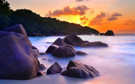 Hd Rocky Beach At Sunset Wallpaper Download Free 58425