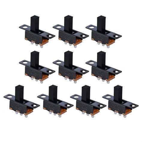 10pcs Black Small Spdt Switch Durable On Off Miniature Slide Toggle