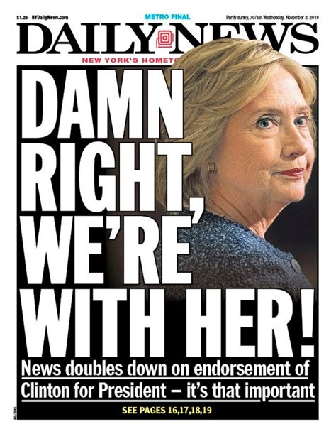 Front Page Of The New York Daily News Tomorrow Rhillaryclinton