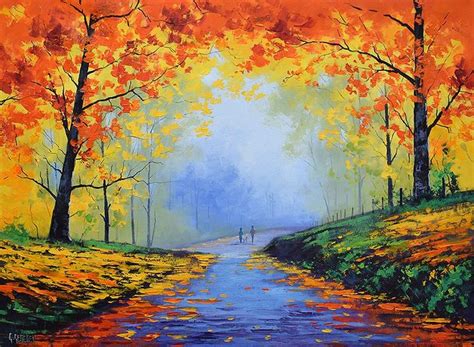 Autumn Print Painting Prints Fall Scene Autumn Picture Etsy Fall