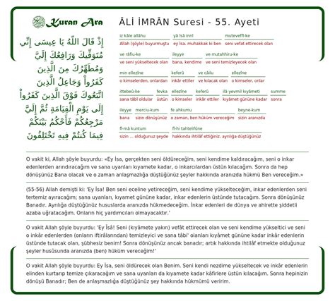 Âlİ İmrÂn Suresi 55 Ayeti