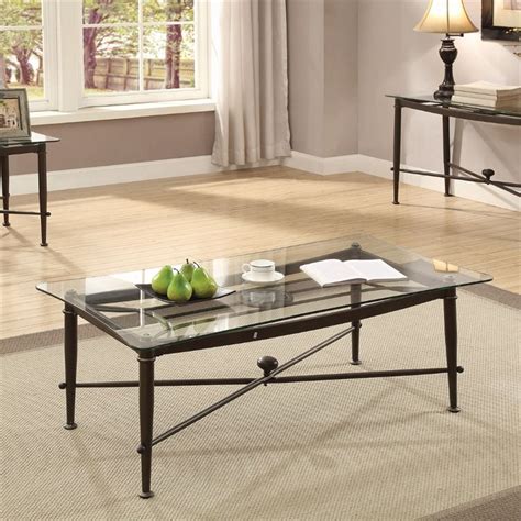 Coaster Glass Top Coffee Table In Antique Bronze 720478