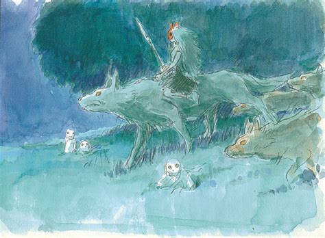 San princess mononoke Water color もののけ姫 水彩画のコツ スタジオジブリ