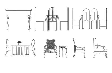 Drawing File Of The Various Types Of Beautiful Dining Table Block