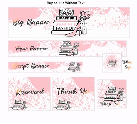 Etsy Banner Set Makeup & beauty products Shop Banner full | Etsy