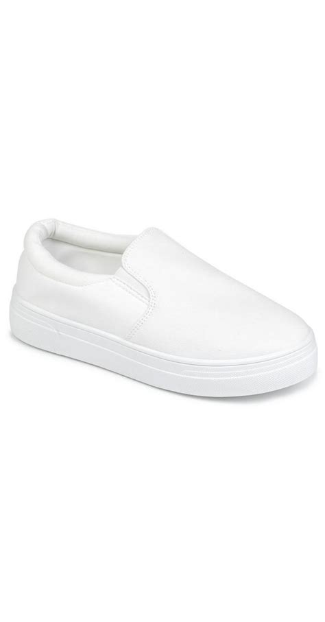 Womens Solid Canvas Slip On Shoes White Burkes Outlet