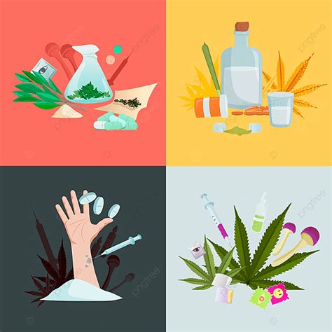 Drug Addiction Vector Art Png Drug Addiction Illustration Set