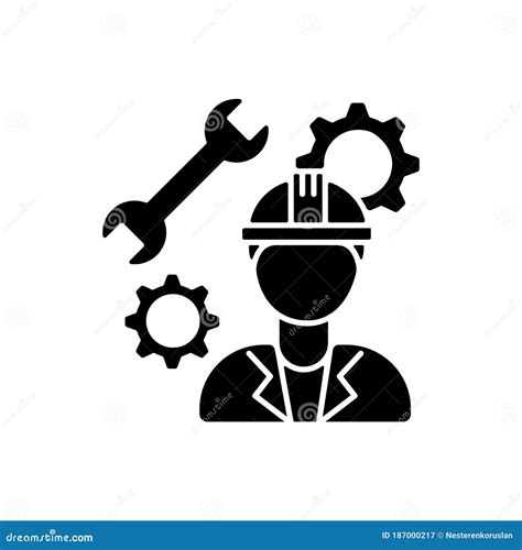 Mechanical Engineer Black Glyph Icon Stock Vector Illustration Of