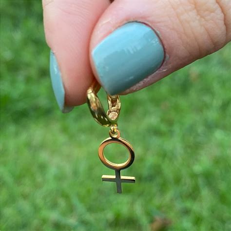 gold filled lesbian earrings double venus symbol earrings etsy