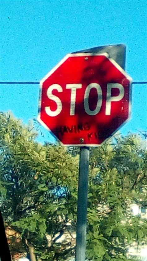 I Found A Stop Sign That Has Graffiti On It That Says Stop Having Kids