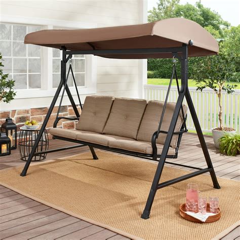 Mainstays Charleston Park Outdoor Patio 3 Person Swing With Canopy