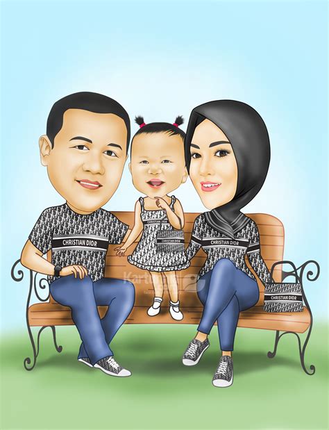 Karikatur Duduk Santai Bersama Keluarga