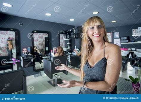 A Female Hairdresser Portrait Looking Confidence Stock Photo Image Of