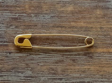 Gold Safety Pin Brooch 24jewels