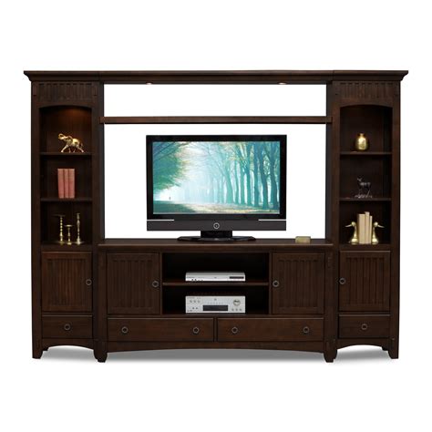 The modern tv wall units have surpassed the ideology of media wall unit being used as television placement unit. Arts & Crafts 4-Piece Entertainment Wall Unit - Chocolate ...