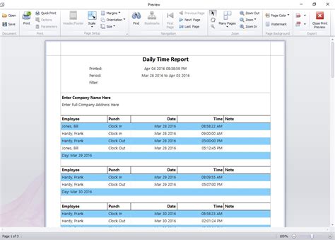 Daily Time Report Time Clock Mts Documentation