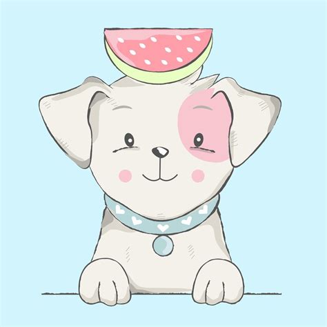 Cute Baby Dog With Watermelon Cartoon 621885 Vector Art At Vecteezy