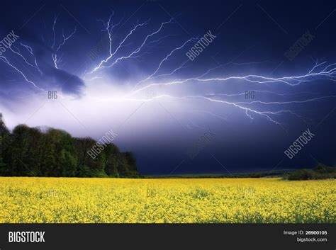 Lightning Strike Over Image And Photo Free Trial Bigstock