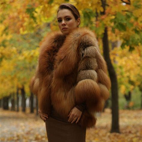 Women Real Red Fox Fur Coat Winter Vintage Whole Skin Warm Thick Coat