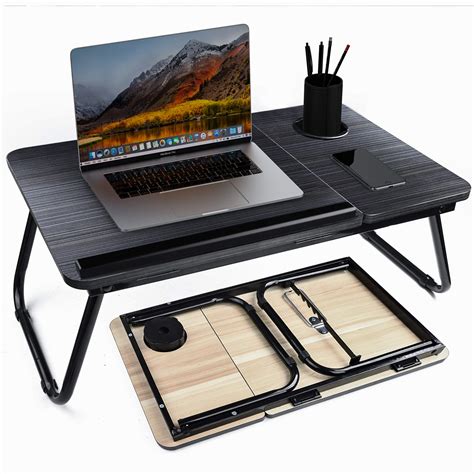 Buy Laptop Desk Bed Tray Table With Cup Holder Portable Home Working