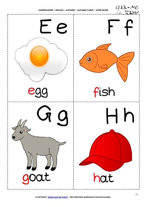Emulate, verb, try to equal or better than, surpass ; ENGLISH ALPHABET PICTURE FLASHCARD E F G H