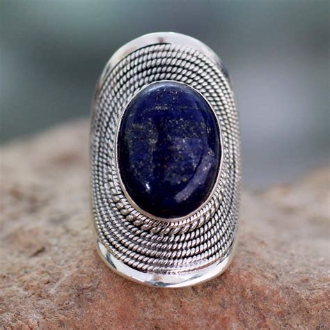 Sterling Silver Lapis Lazuli Ring From India Jaipur Blue Novica