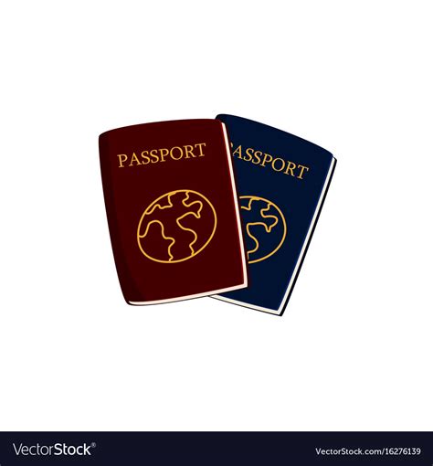 Two Cartoon Passports Travel Documents Royalty Free Vector