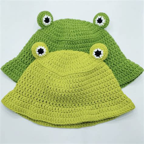 Frog Bucket Hat Crochet Cute Froggy Hat Cottagecore Hat Etsy