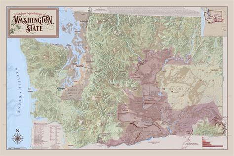 Appellations Of Washington State Wall Map 19 Avas
