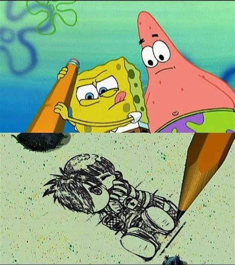 Reactions On Twitter Spongebob Using Doodlebob Giant Pencil To Draw