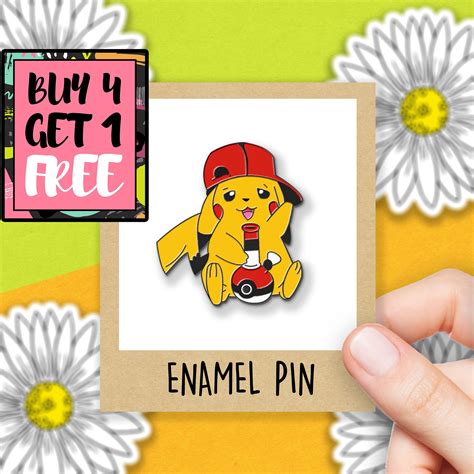 Stoner Pikachu Enamel Pin Pokemon Trippy Enamel Pins Pins For Etsy