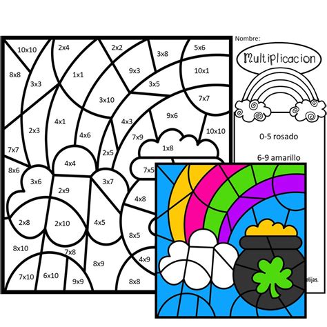 Spanish Color By Number Multiplication St Patrick Made By Teachers