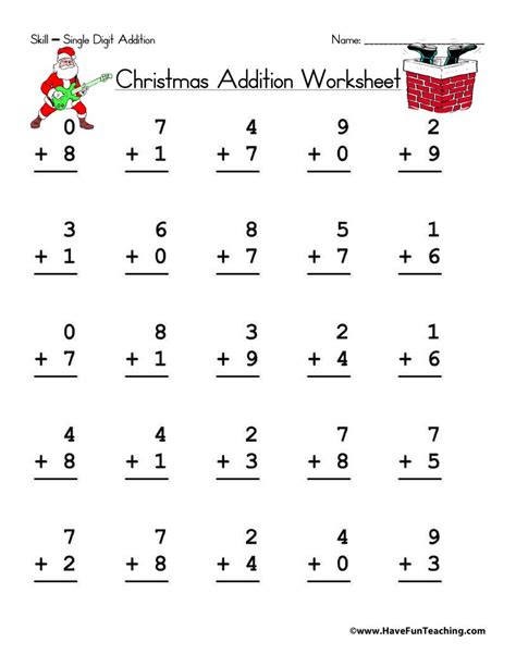 These addition worksheets are the way to let kids practice regrouping. Christmas Single Digit Addition Worksheet • Have Fun Teaching