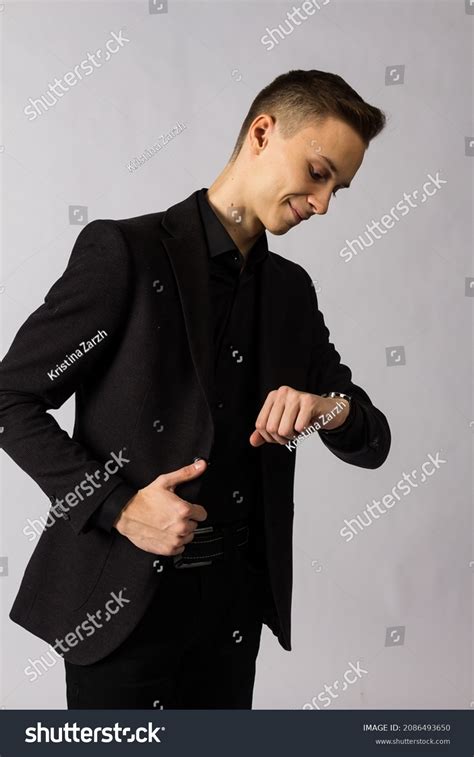 Young Man Black Shirt Jacket Looks Stock Photo Edit Now 2086493650