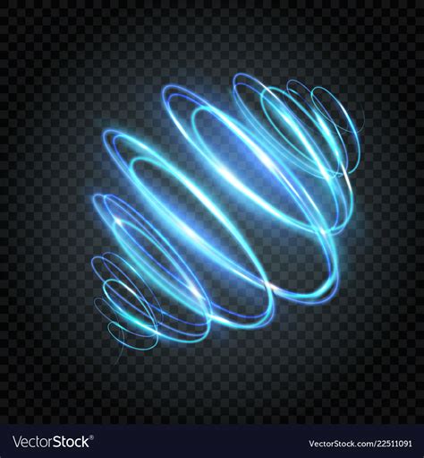 Blue Neon Light Swirl With Glowing Particles Vector Illustration Stock
